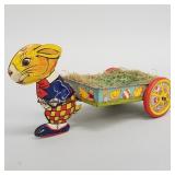 Vintage J. Chein tin litho bunny with cart-
