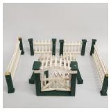 Vintage folk art painted wood arbor, gate & fence-