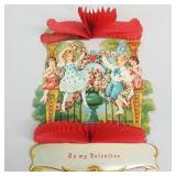 Vintage die cut pop up valentine garden scene-