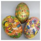 3 large vintage papier-mache Easter egg candy