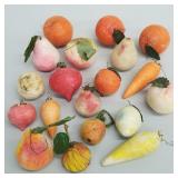 19 vintage, etc. spun cotton fruit/ vegetable