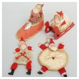 4 vintage Japanese Santa net candy containers incl