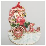 Antique German die cut pop up chariot valentine-