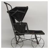 Antique metal doll buggy- 22'H 22'W 10'D