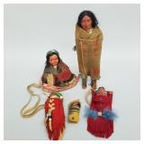 5 Native American, etc. dolls incl Skookum (shoe