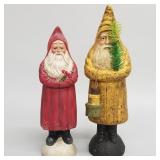 2 antique style composition Belsnickels: 14'H red