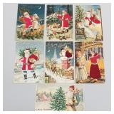 7 antique silk robed Santa, etc. postcards- 3 1/2'