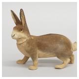 Vintage flocked composition rabbit candy container