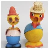 2 vintage papier-mache bobblehead candy containers