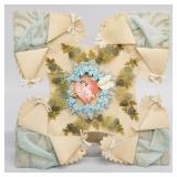Large antique celluloid & silk stand-up Valentine