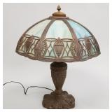Antique slag glass lamp- 24"H 18 1/2"D
