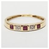 14K gold, ruby & diamond ring- 1.9g; size 10