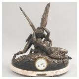 Antique spelter figural clock on marble base-