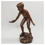 KR Bird signed cast bronze boy figure- limited