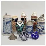 Collection of steins, etc. incl salt glaze, Franz