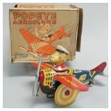 Rare Marx Popeye Aeroplane tin litho wind-up toy