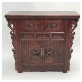Antique carved Korean alter cabinet w/ dragon &