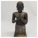 Antique bronze kneeling Buddha temple figure-