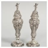 Pair ornate 800 silver shakers- 7 toz with winged