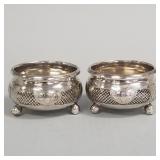Pair Russian 84 silver salts with niello design-
