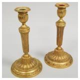 Pair dore bronze candlesticks- 10 1/2"H