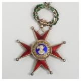 Antique papal enameled silver cross medal-