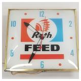 Rath Feed advertising clock- Pam Clock Co.-