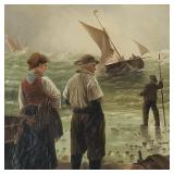 H. LaCroix signed oil painting on canvas- ship