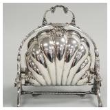 Ornate silverplate folding biscuit box- 10"H