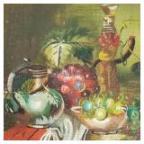 Miniature Italian style still life oil painting on