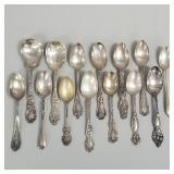 14 sterling silver spoons- 10 toz total- asst.
