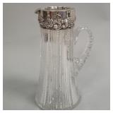 Sterling silver mounted cut glass pitcher-