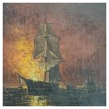 E (Elisha) Barker signed oil on canvas- ornately