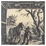 Sam Thal pencil signed lithograph "Quitting Time"