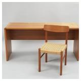 Scanform teak desk with K.D. Furniture woven seat