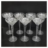 7 brilliant cut glass champagnes (1 base chip)