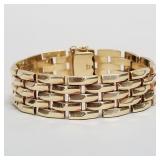 14K gold tank link bracelet- 42G; 7 3/4"L 3/4"W