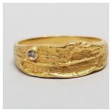 .999 fine gold ring set with diamond- 7.7g; sz 10