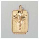 14K gold Italy religious medal- 5.8g; 1 3/8"L