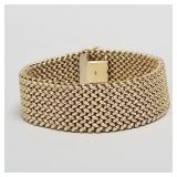 14K gold woven mesh link bracelet- 41g; 8"L