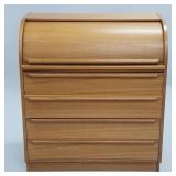 Teak roll top desk with drawers & pull-out writing