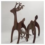 2 outdoor garden metal deer sculptures- 58 1/2"H