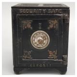 "Security Safe Deposit" cast iron still bank- 6"H