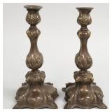 Pair ornate Warsaw brass candlesticks- 12 1/2"H