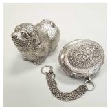 2 Southeast Asian repousse silver boxes- 1 is