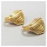 18K gold designer earrings with omega backs- 8.9g,