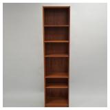 Teak narrow bookcase- 71"H 17 1/4"W 11 9/16"D
