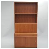 Teak cabinet with drop front desk & 2 sliding