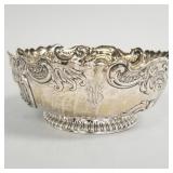 Sterling silver repousse bowl with monogram-