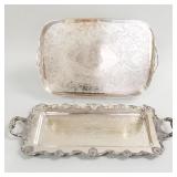 2 vintage silverplate on copper serving trays- 26"